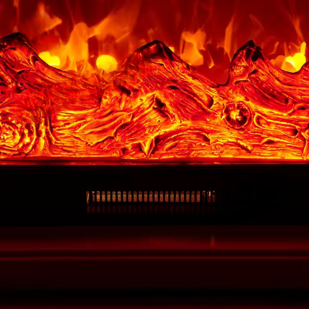 Semineu Electric din Lemn Masiv Stejar Alb Cu Model, Telecomanda