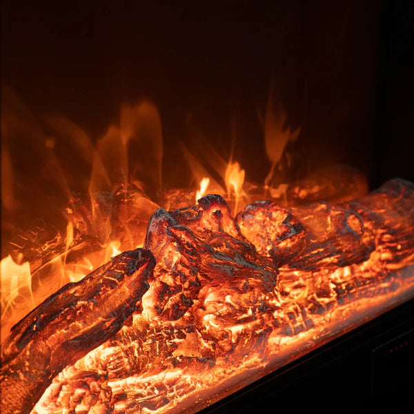 Semineu Electric din Lemn Stejar Masiv, Cu Model Vintage, Telecomanda