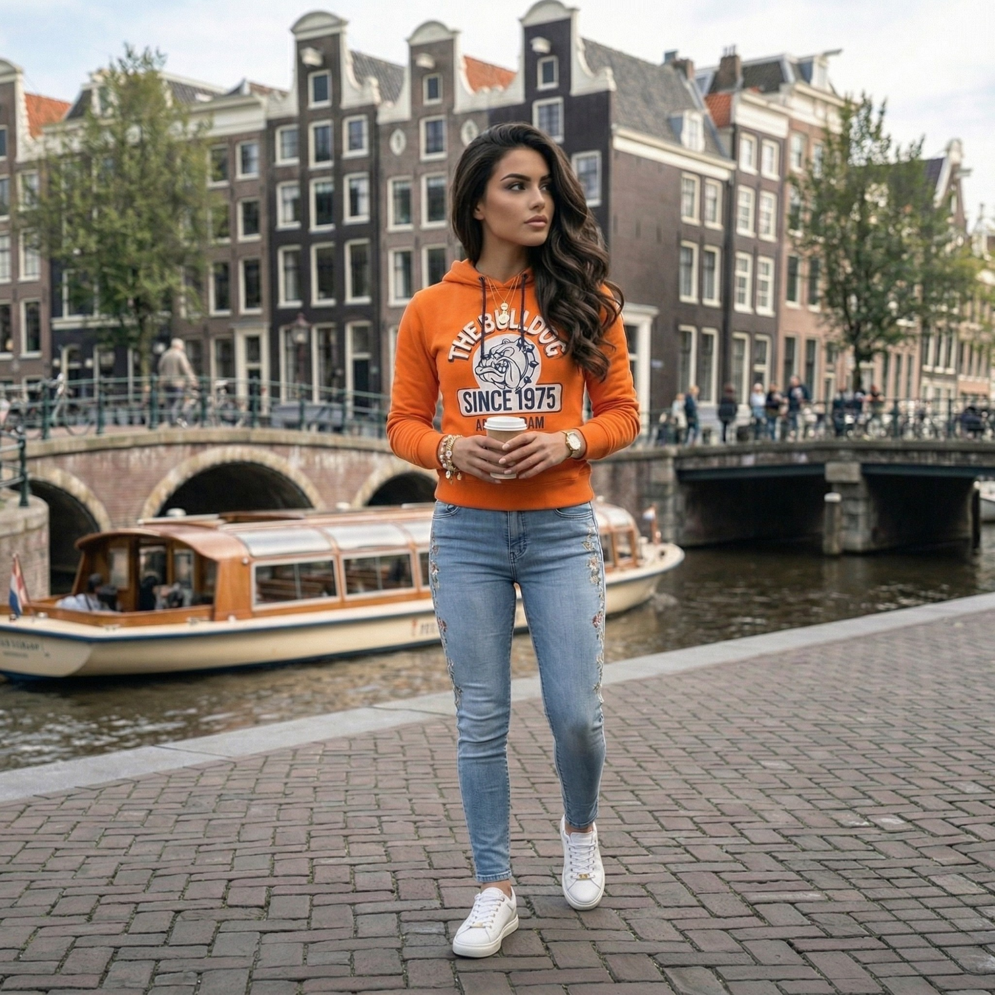 Hanorac The Bulldog Amsterdam, Marimea M - Arancio Fluo Since 1975