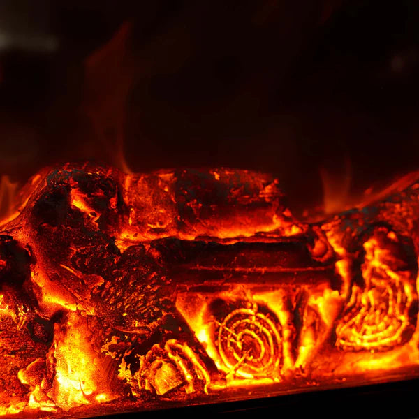 Semineu Electric din Lemn Masiv Stejar Negru cu Insertii Aurii, Telecomanda