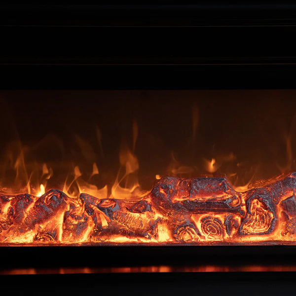 Semineu Electric din Lemn Masiv Stejar Negru cu Insertii Aurii, Telecomanda