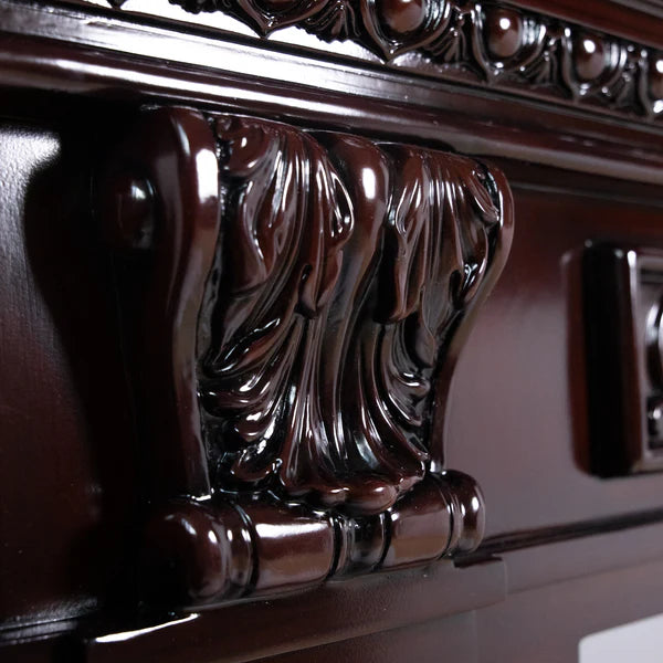 Semineu Electric din Lemn Stejar Masiv, Cu Model Vintage, Telecomanda