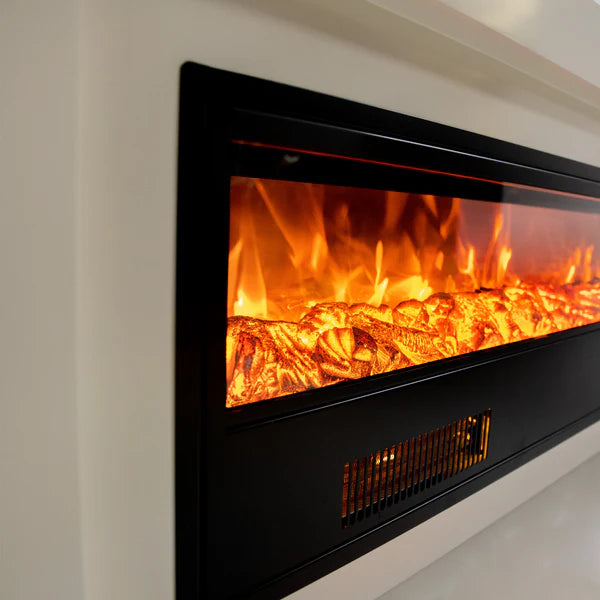 Semineu Electric din Lemn Masiv Stejar Alb, Telecomanda