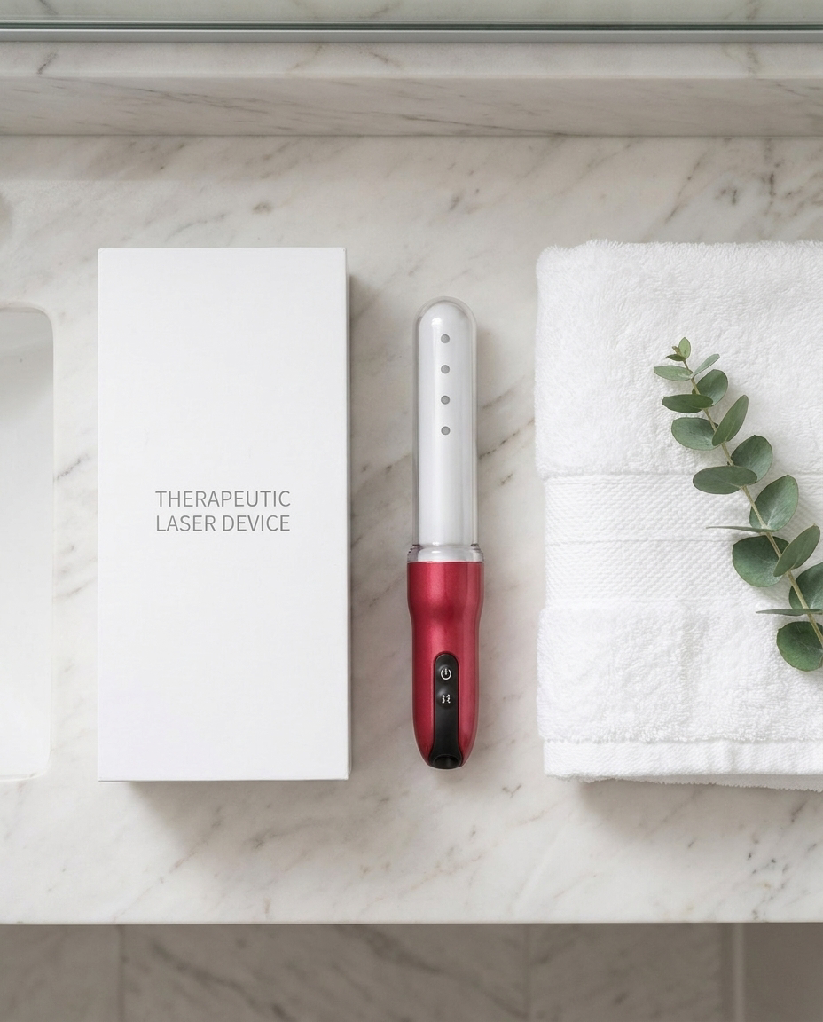 Laser terapeutic G-Heal Pro, aranjament produs, ambianta baie