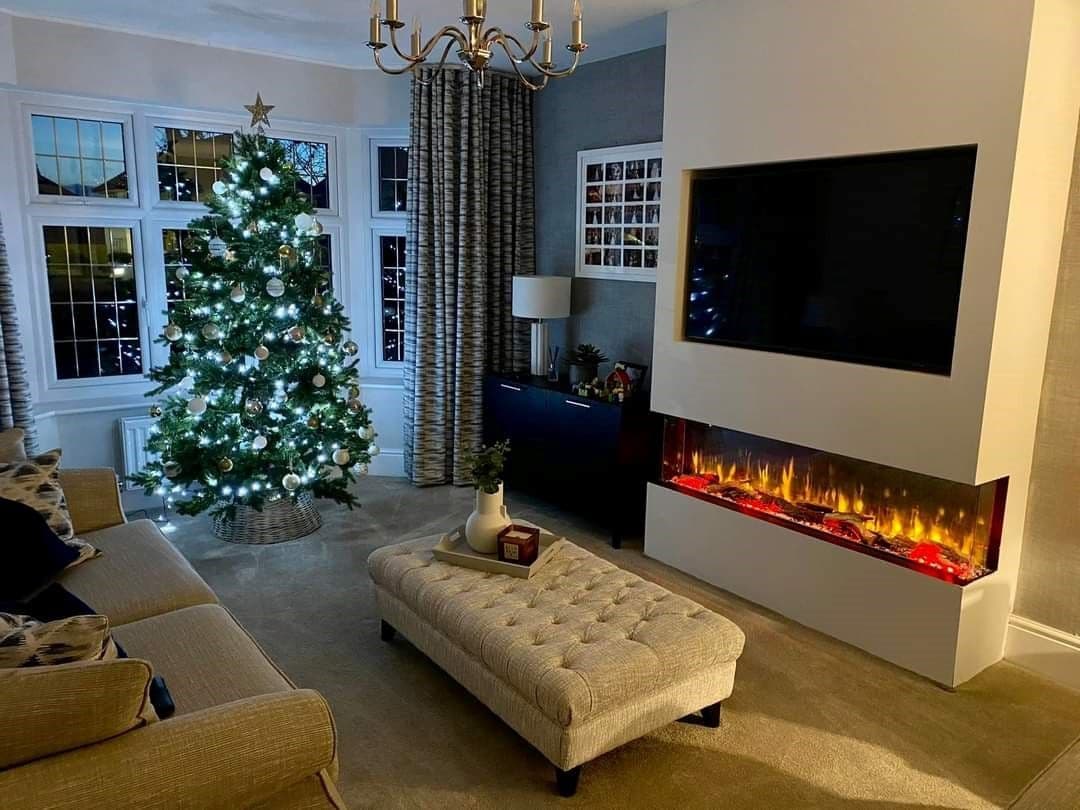 Semineu Electric Incorporabil 3D de Perete cu Sunet, WI-FI, 7 culori, 100 cm, Safecare