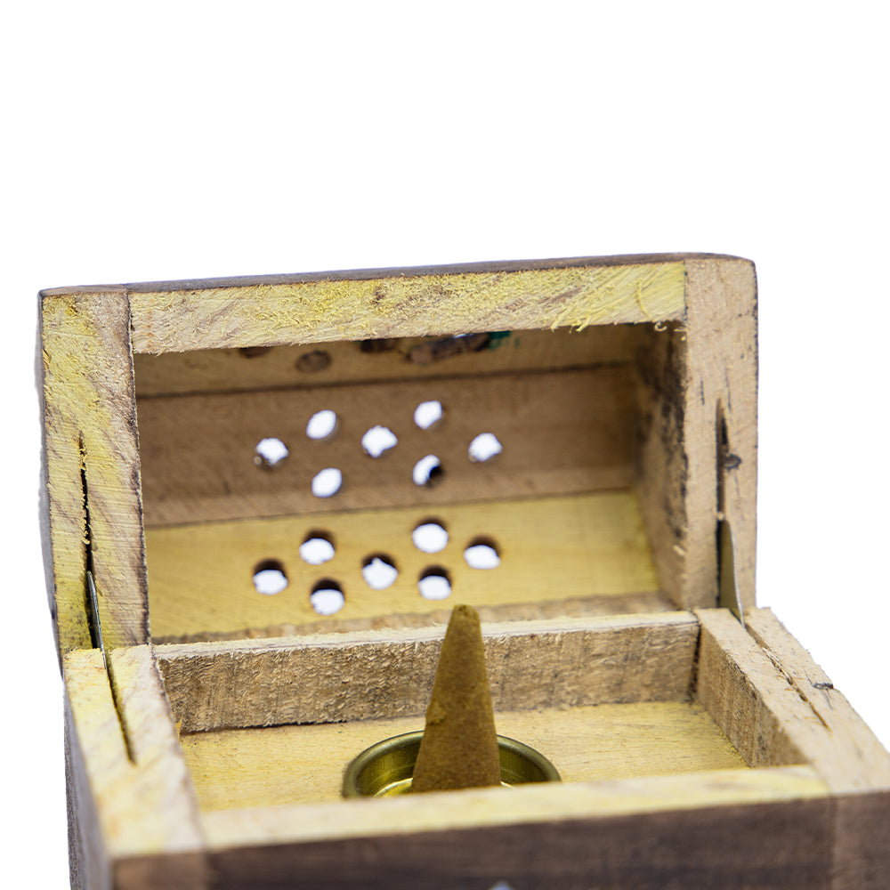 Set Cutie de Lemn cu 10 Conuri Parfumate și Suport, Sandalwood - Karma Scents