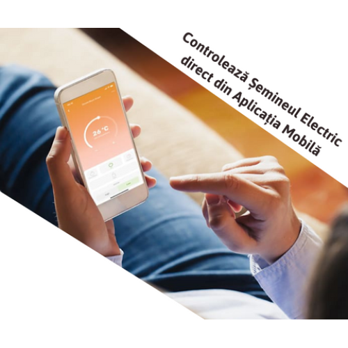 Semineu Electric Incorporabil 3D de Perete cu Sunet, WI-FI, 7 culori, 100 cm, Safecare