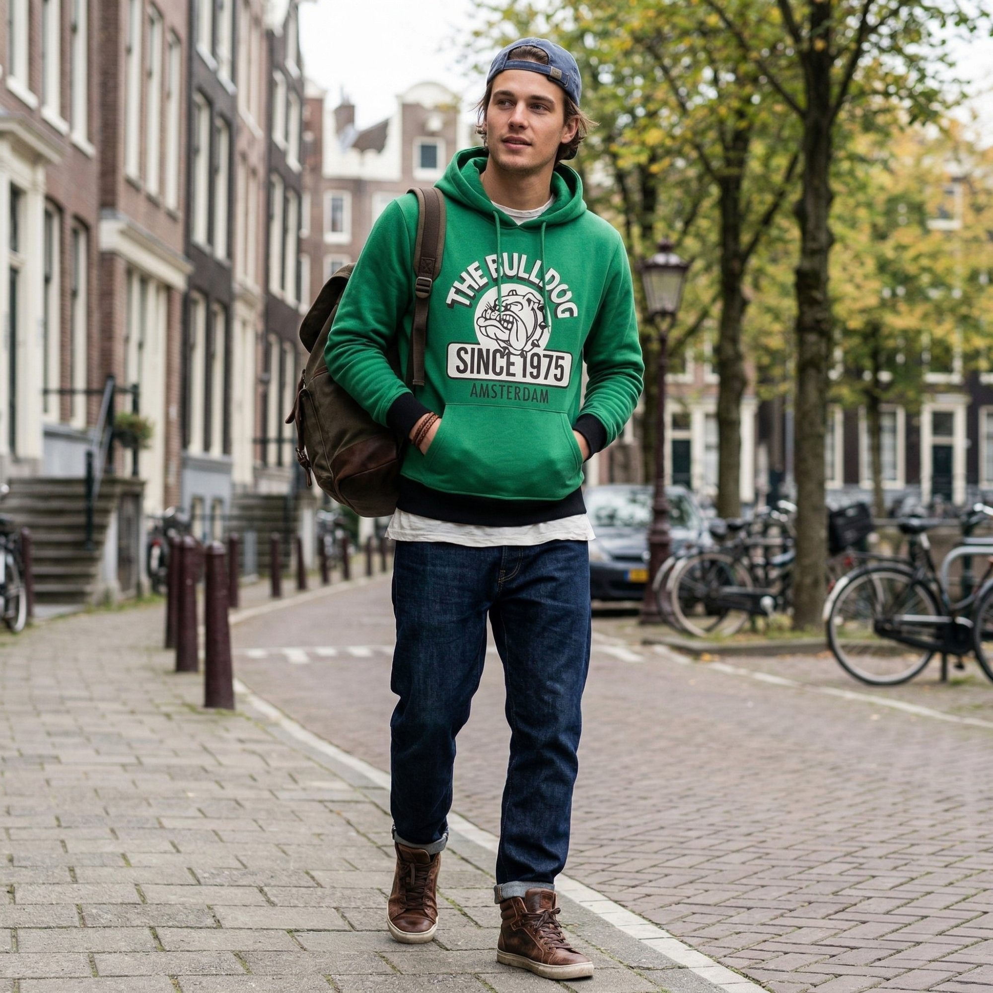 Hanorac The Bulldog Amsterdam, Marime M - Verde Since 1975