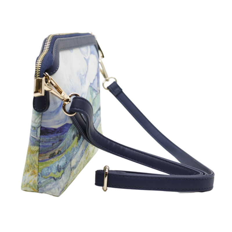 Geanta Dama Mica de Mana/Umar din Material Textil cu Piele Ecologica, Model Van Gogh