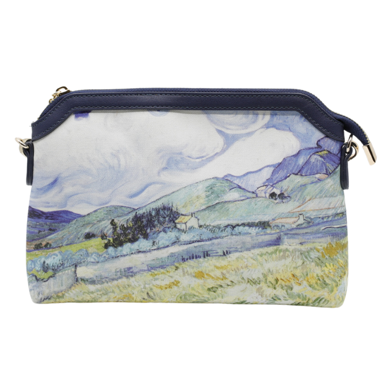 Geanta Dama Mica de Mana/Umar din Material Textil cu Piele Ecologica, Model Van Gogh