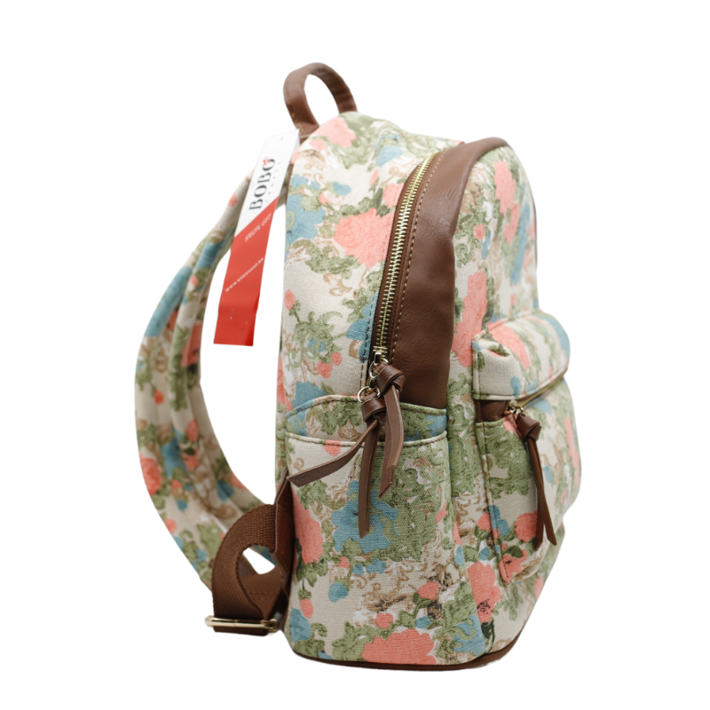 Rucsac Dama din Material Textil si Piele Ecologica, Imprimeu Spring Flowers