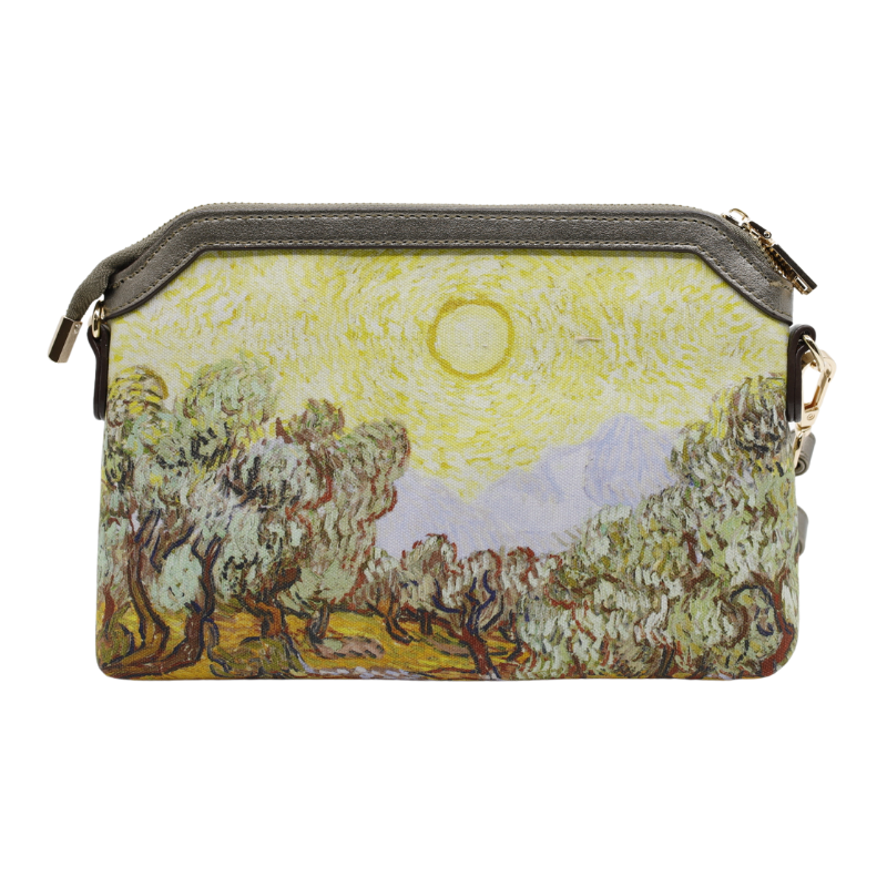 Geanta Dama de Umar din Piele Ecologica cu Material Textil, Imprimeu Van Gogh