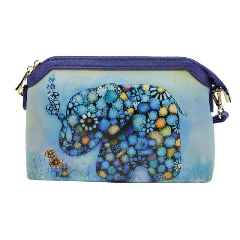 Geanta Dama de Umar din Piele Ecologica, Model Flower Elephant