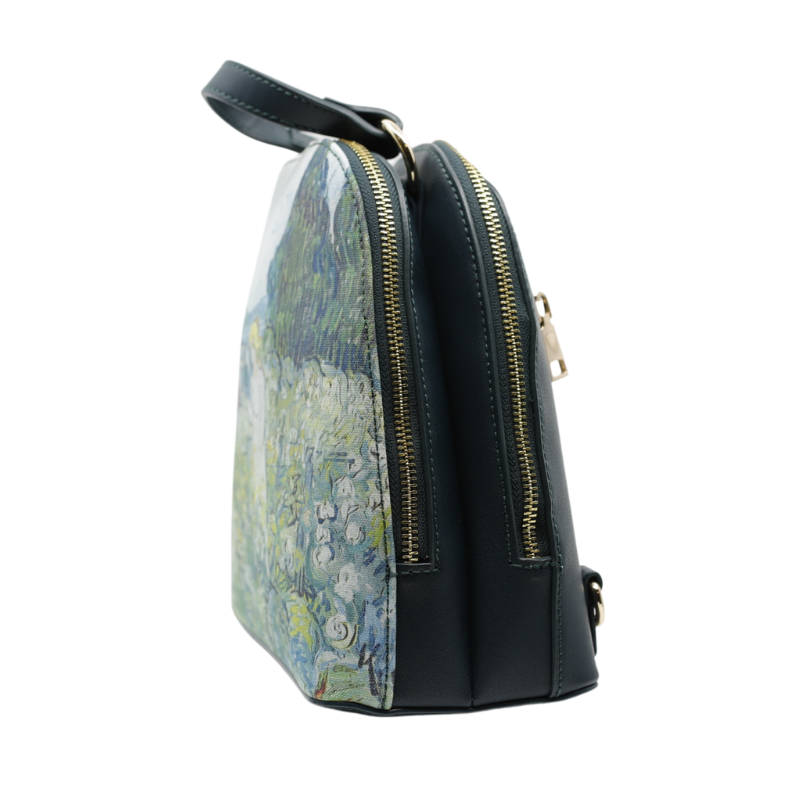 Geanta Dama de mana/umar/rucsac din Piele Ecologica si Material Textil, Imprimeu Van Gogh