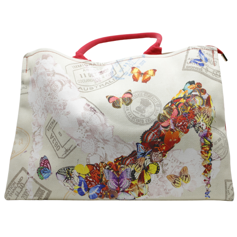 Geanta Dama Shopper de Mana din Material Textil, Model Butterfly