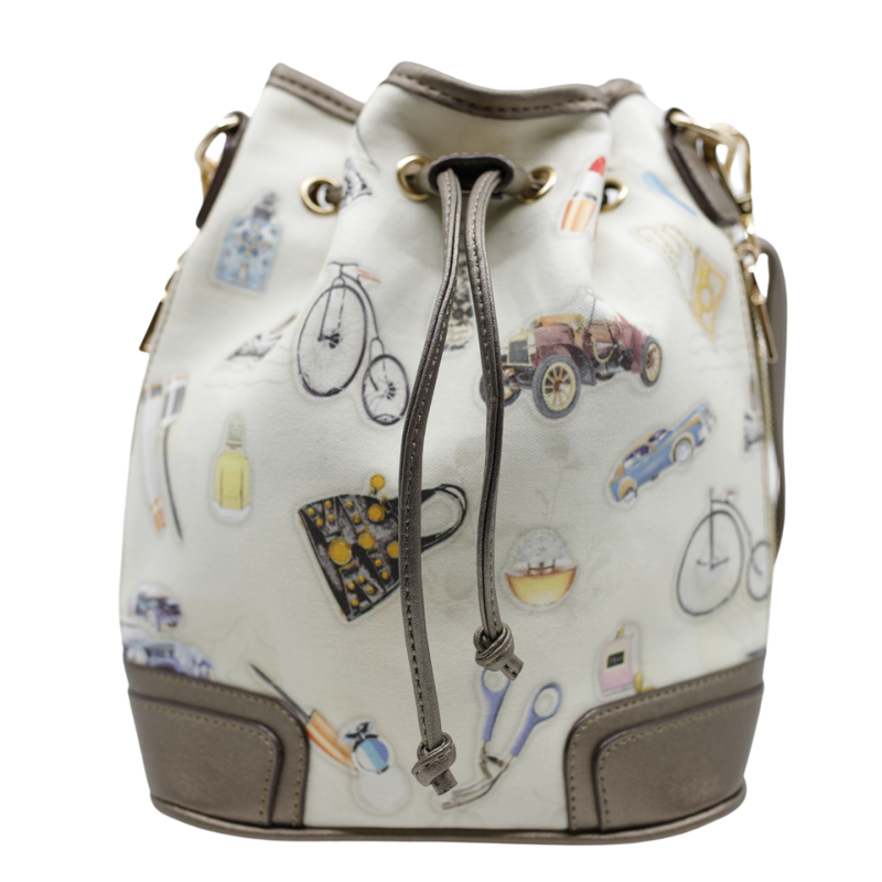 Geanta Dama de mana/umar/rucsac din Piele Ecologica si Material Textil, Imprimeu City