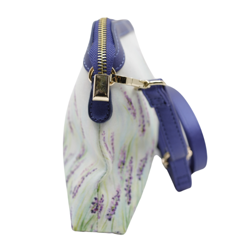 Geanta Dama de Umar din Piele Ecologica cu Material Textil, Imprimeu Lavanda