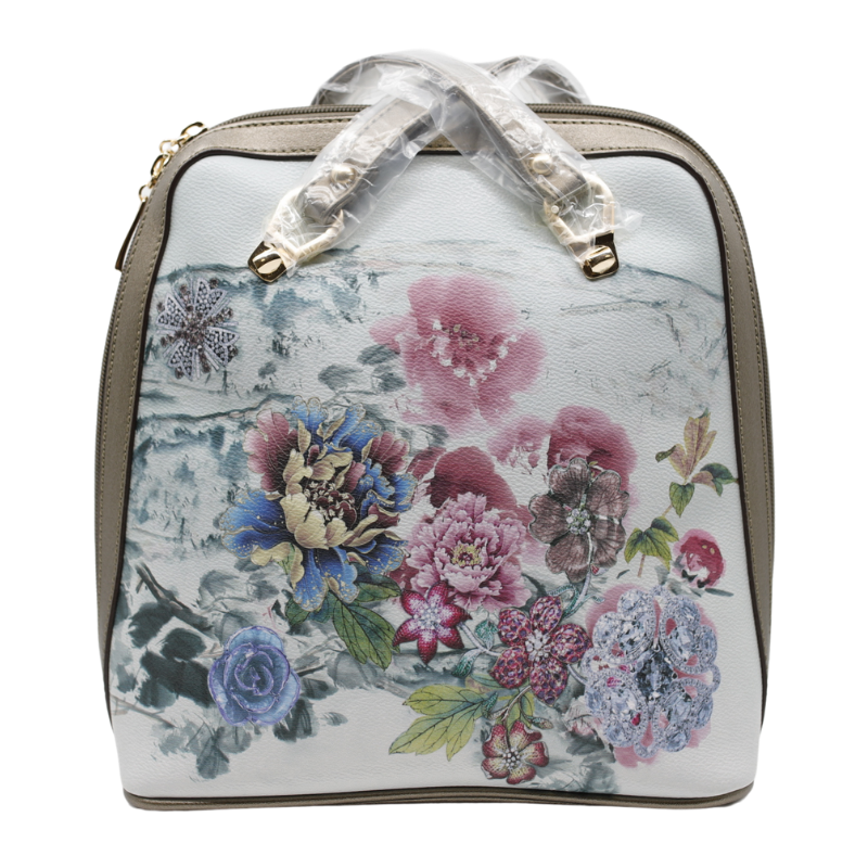 Geanta Dama de mana/umar/rucsac din Piele Ecologica, Imprimeu Flower Bouquet