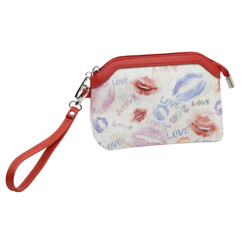 Geanta Dama de Mana din Material Textil si Piele Ecologica, Model Kisses