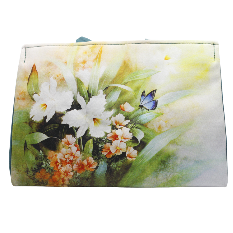 Geanta Dama Shopper de Mana din Material Textil, Model Flowers