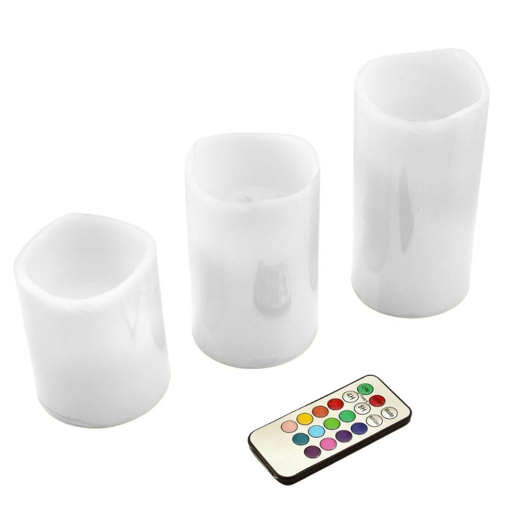 Set 3 Lumanari Led 13 Culori cu Telecomanda si Timer