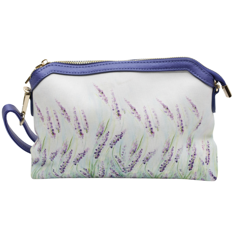 Geanta Dama de Umar din Piele Ecologica cu Material Textil, Imprimeu Lavanda
