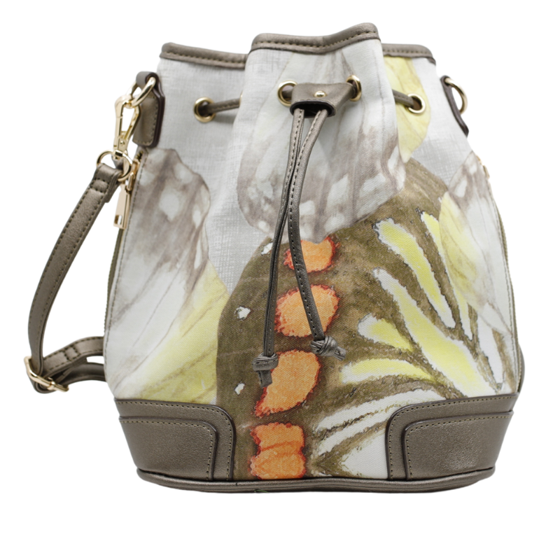 Geanta Dama de mana/umar/rucsac din Piele Ecologica si Material Textil, Imprimeu Abstract