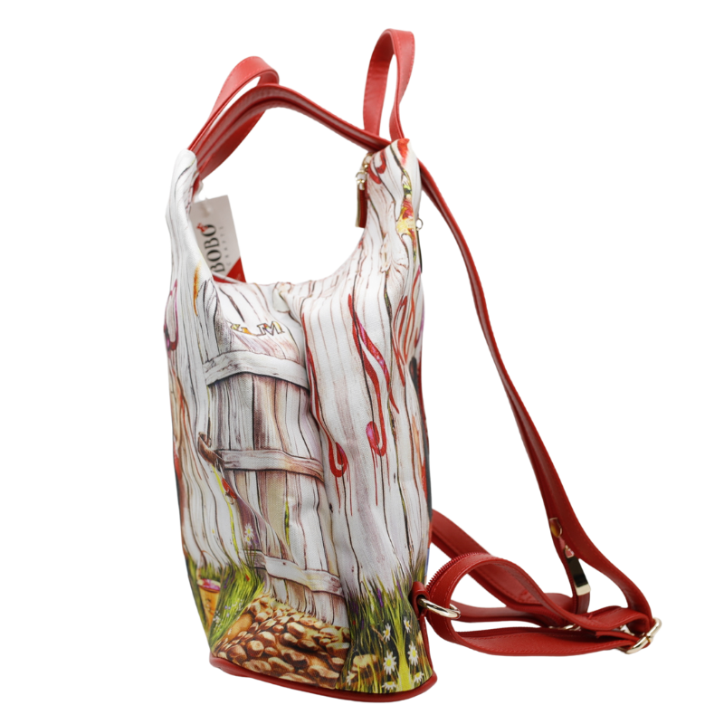 Geanta Dama de Mana/Umar/Rucsac din Piele Ecologica si Material Textil, Model Painting Girl