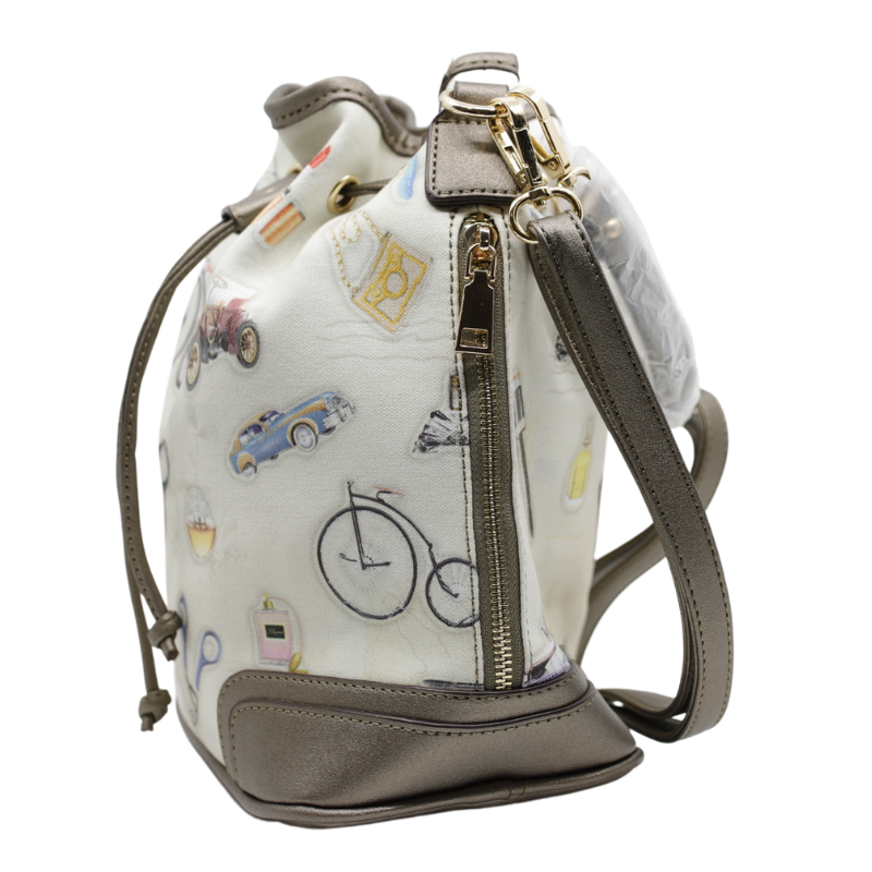 Geanta Dama de mana/umar/rucsac din Piele Ecologica si Material Textil, Imprimeu City