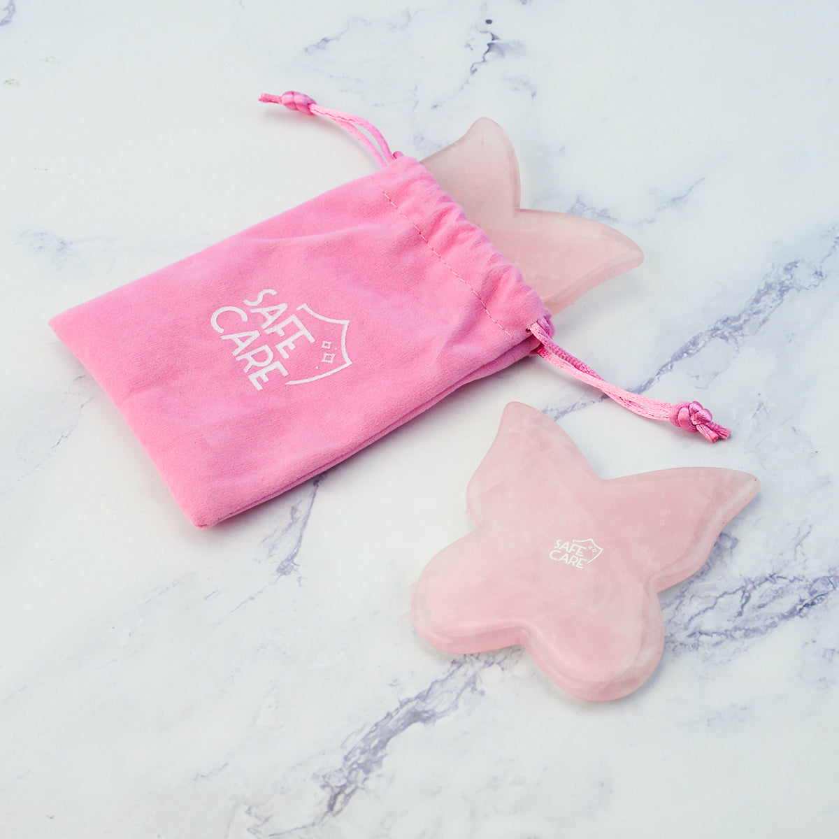 Placuta Fluture pentru Masaj Facial Gua Sha din Cuart Roz - Dispozitiv Masaj