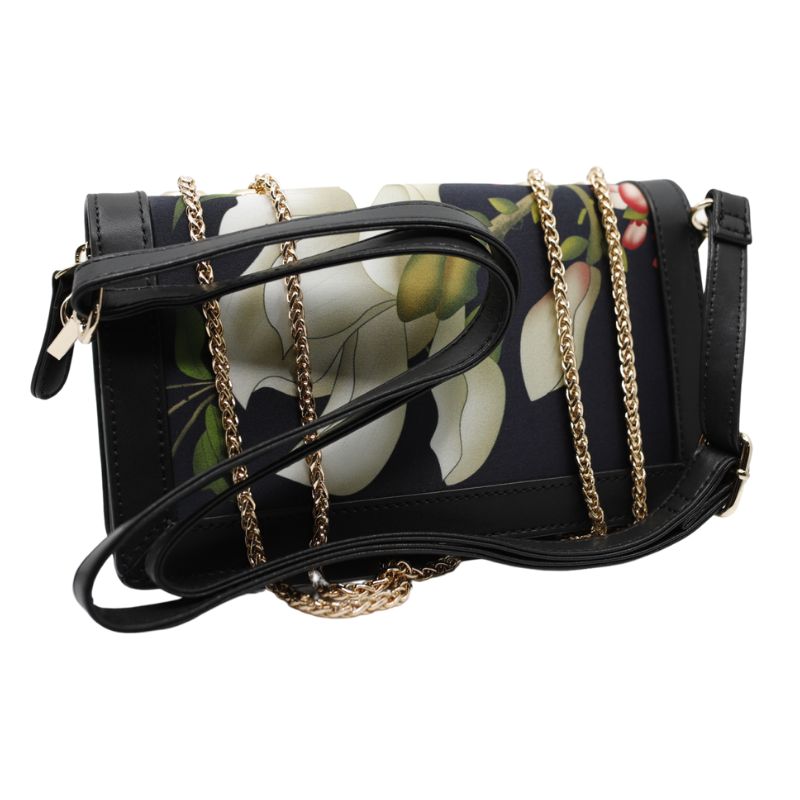 Geanta Dama Mica de Umar din Piele Ecologica si Matase Naturala, Model Black