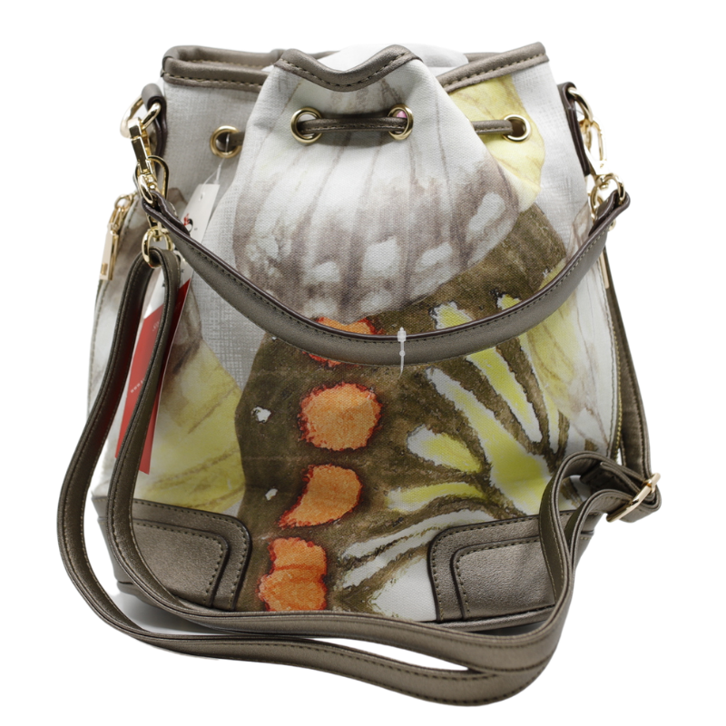 Geanta Dama de mana/umar/rucsac din Piele Ecologica si Material Textil, Imprimeu Abstract