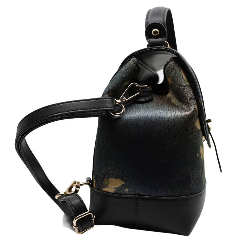 Geanta Dama de Mana/Umar/Rucsac din Piele Ecologica si Matase Naturala 100%, model Yellow Flower