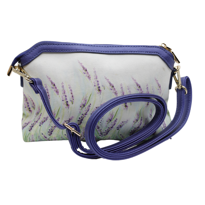 Geanta Dama de Umar din Piele Ecologica cu Material Textil, Imprimeu Lavanda