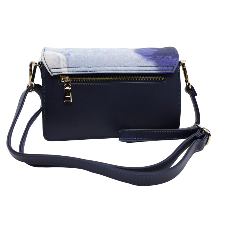 Geanta Dama Eleganta de Umar din Piele Ecologica cu Material Textil, Imprimeu Van Gogh Albastru