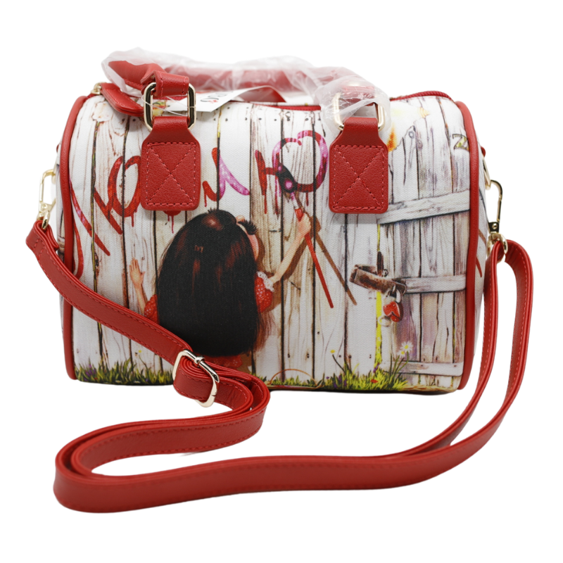 Geanta Dama de Mana/Umar din Piele Ecologica cu Material Textil, Print Painting Girl
