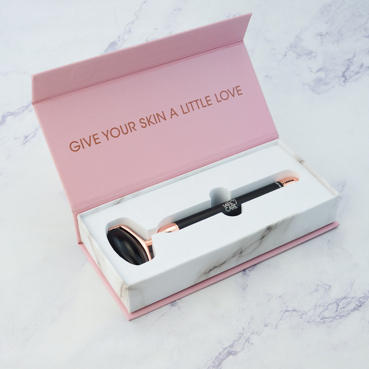 Roller Electric de Masaj Facial cu Vibratii, din Obsidian Negru