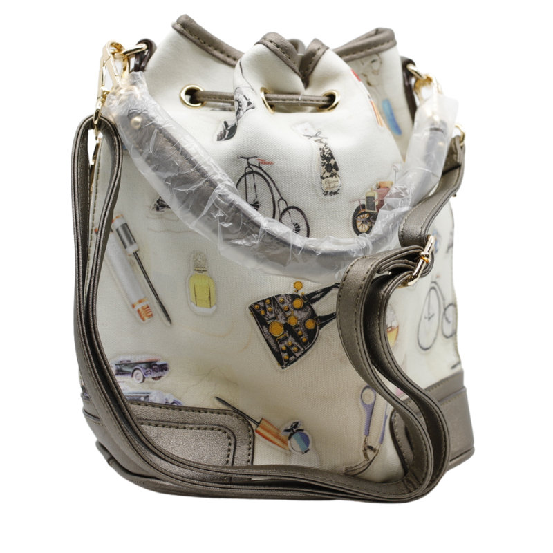 Geanta Dama de mana/umar/rucsac din Piele Ecologica si Material Textil, Imprimeu City