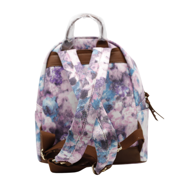 Rucsac Dama din Material Textil si Piele Ecologica, Imprimeu Abstract Flowers
