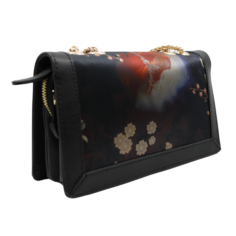 Geanta Dama Mica de Umar din Piele Ecologica si Matase Naturala, Model Rose