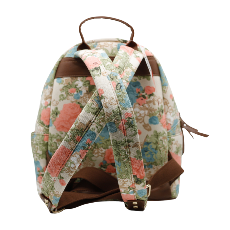 Rucsac Dama din Material Textil si Piele Ecologica, Imprimeu Spring Flowers