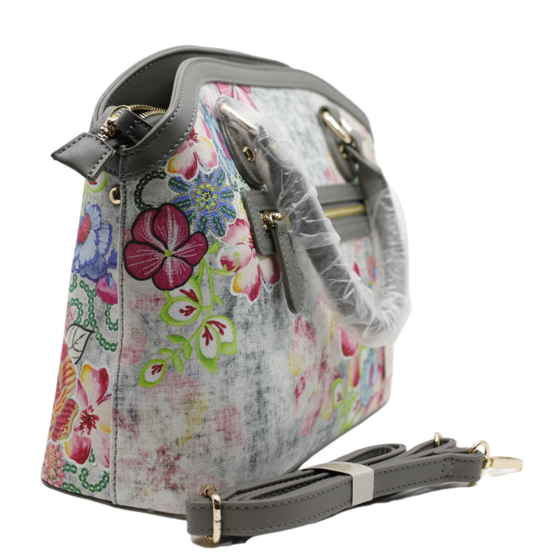 Geanta Dama de Mana/Umar din Piele Ecologica cu Material Textil. Print Floral