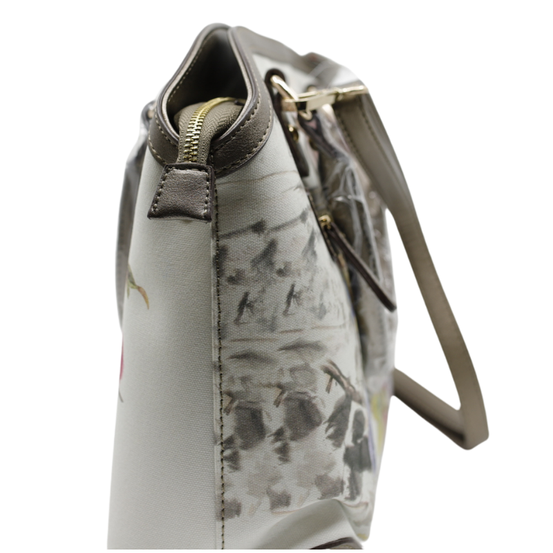 Geanta Dama de Mana/Umar din Piele Ecologica cu Material Textil. Print Floral