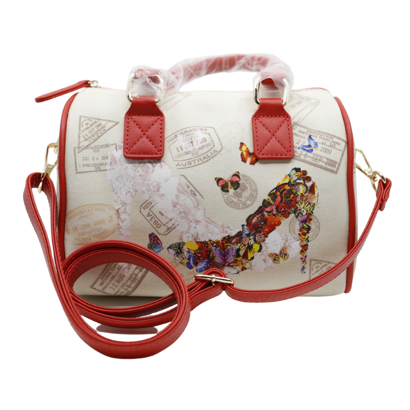 Geanta Dama de Mana/Umar din Piele Ecologica cu Material Textil, Print Butterfly