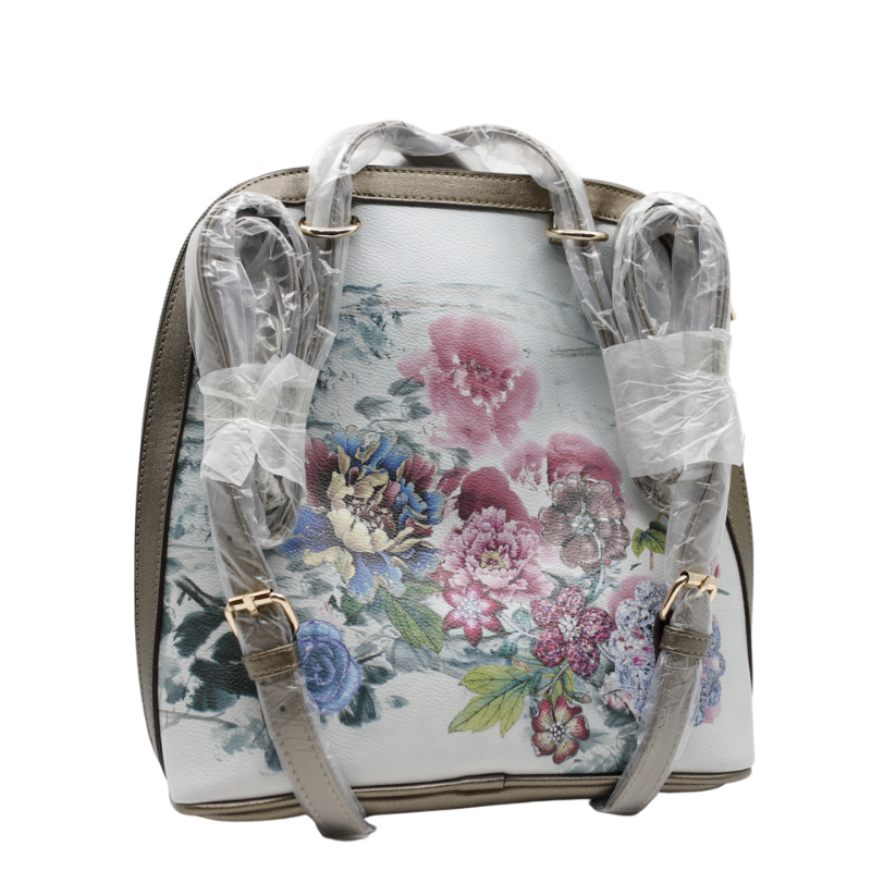 Geanta Dama de mana/umar/rucsac din Piele Ecologica, Imprimeu Flower Bouquet