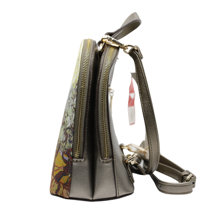 Geanta Dama de Mana/Umar/Rucsac din Piele Ecologica cu Material Textil, Model Van Gogh