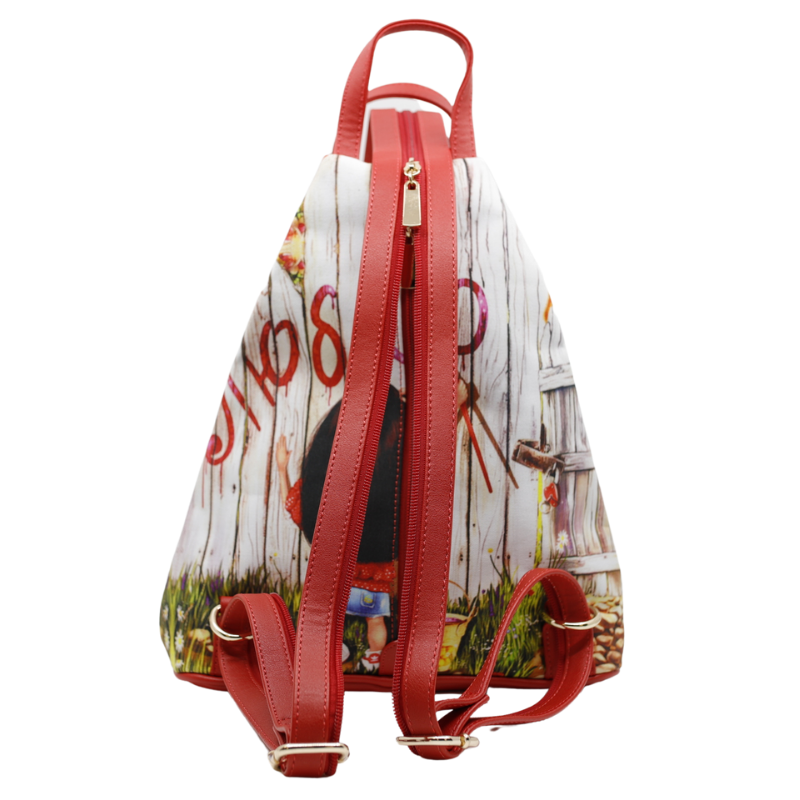 Geanta Dama de Mana/Umar/Rucsac din Piele Ecologica si Material Textil, Model Painting Girl