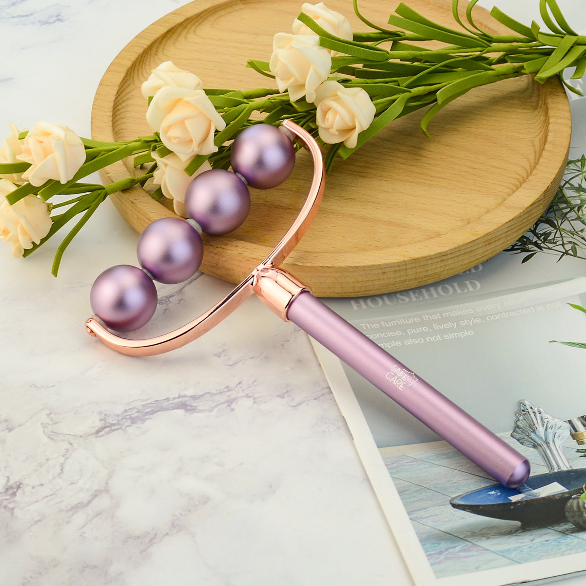 Roller cu Corp Metalic din Aluminiu pentru Masaj Corporal cu 4 Bile