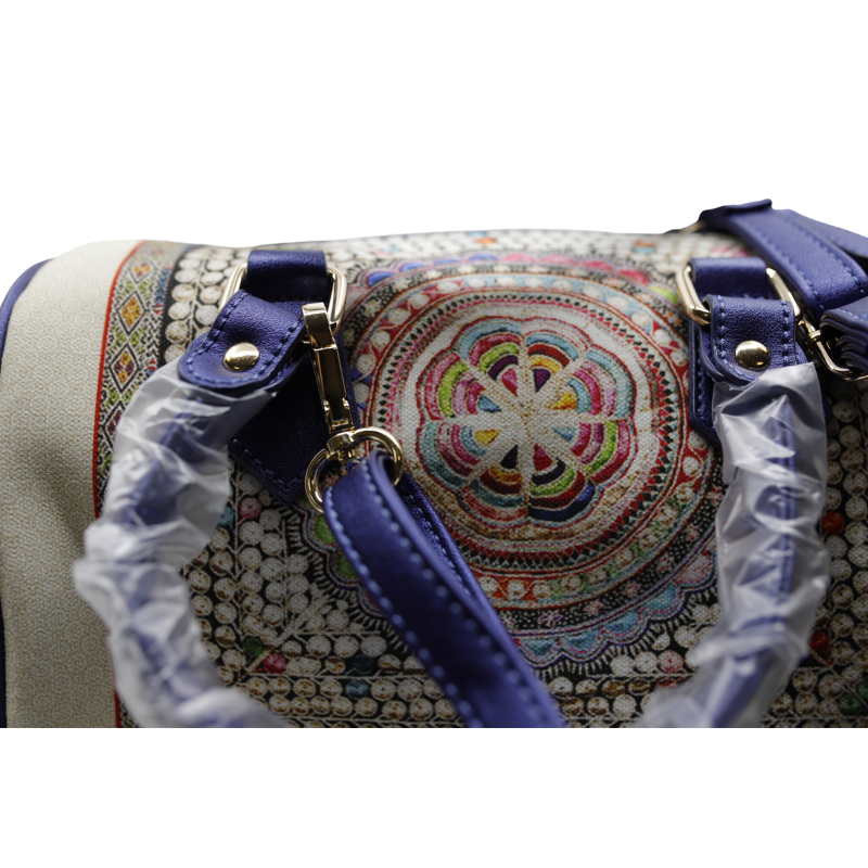 Geanta Dama de Mana/Umar din Piele Ecologica cu Material Textil, Print Oriental