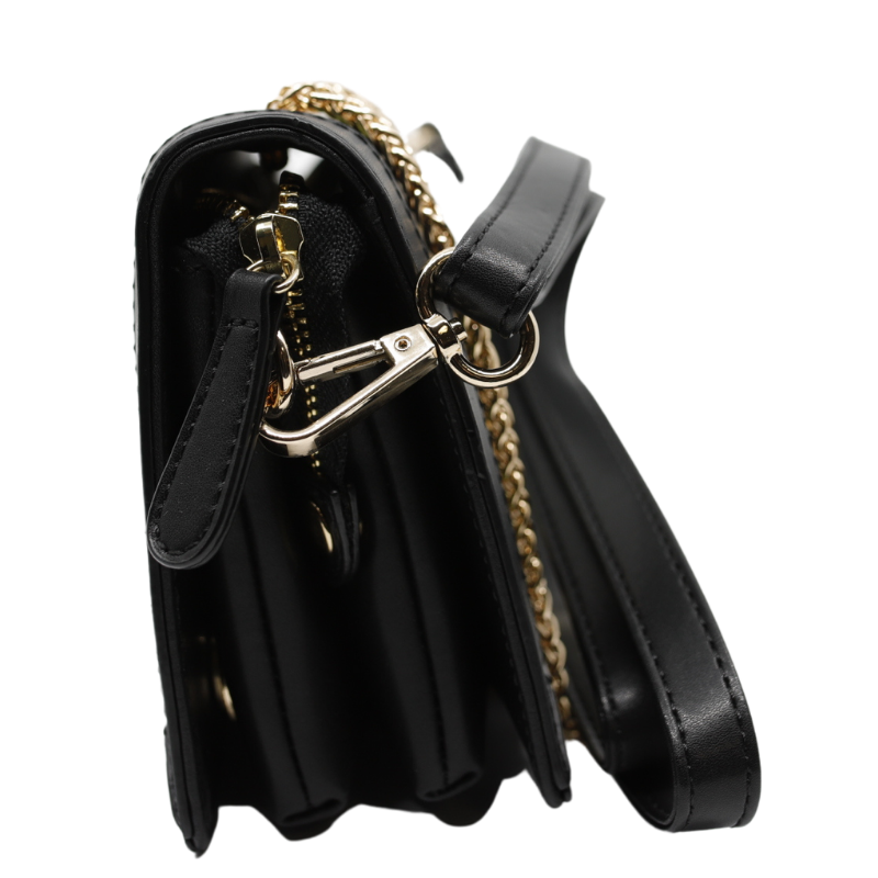 Geanta Dama Mica de Umar din Piele Ecologica si Matase Naturala, Model Black